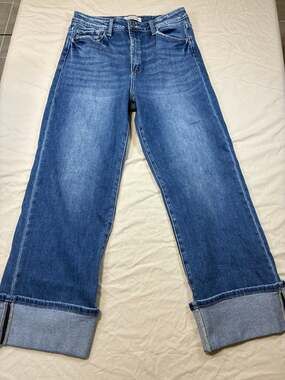 Flying Monkey Women’s 31 Cuffed Flare Jeans Super High Rise Y2K Ankle Flare